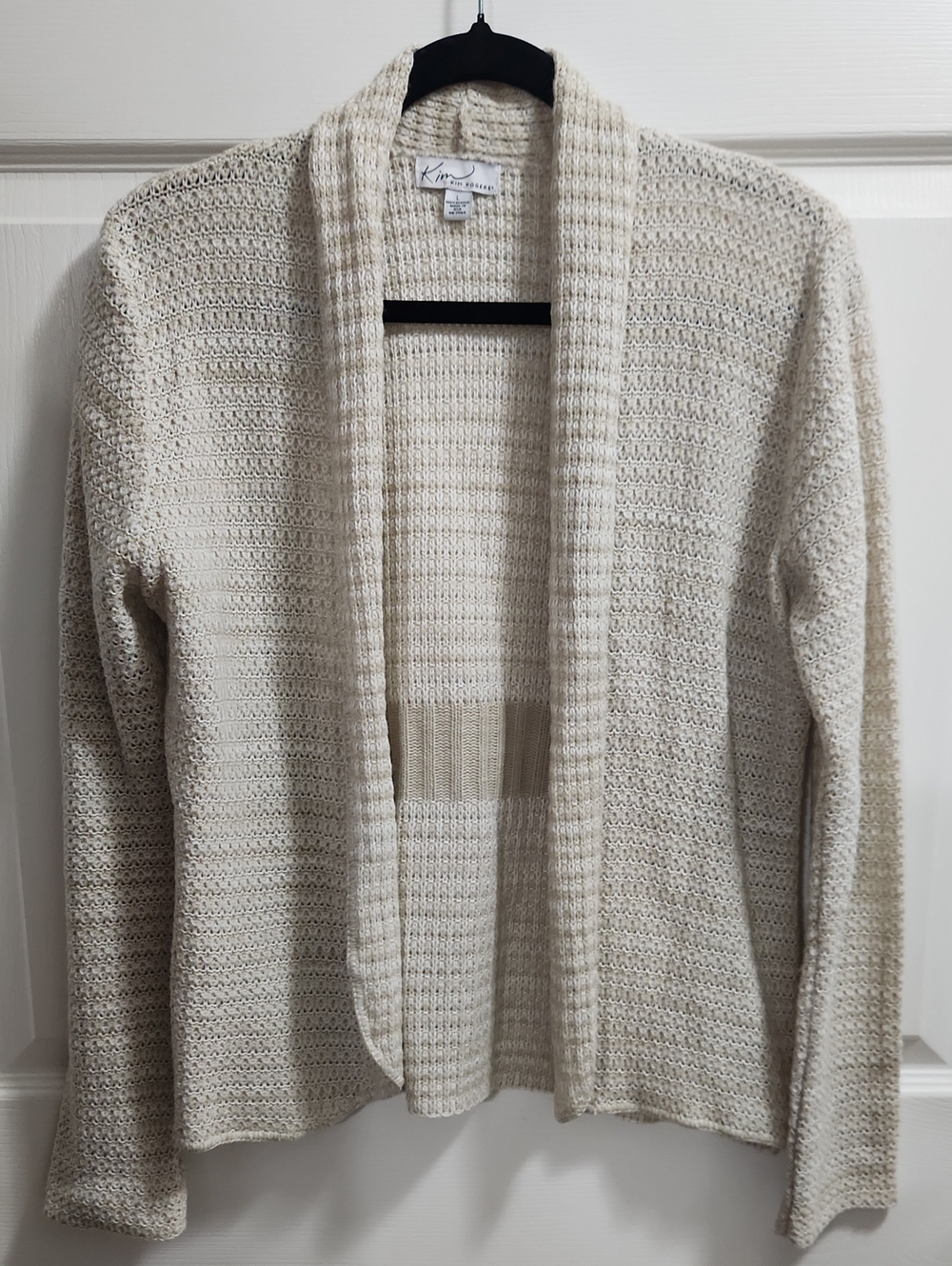 Kim Rogers Light Cream Open-Front Shawl Cardigan